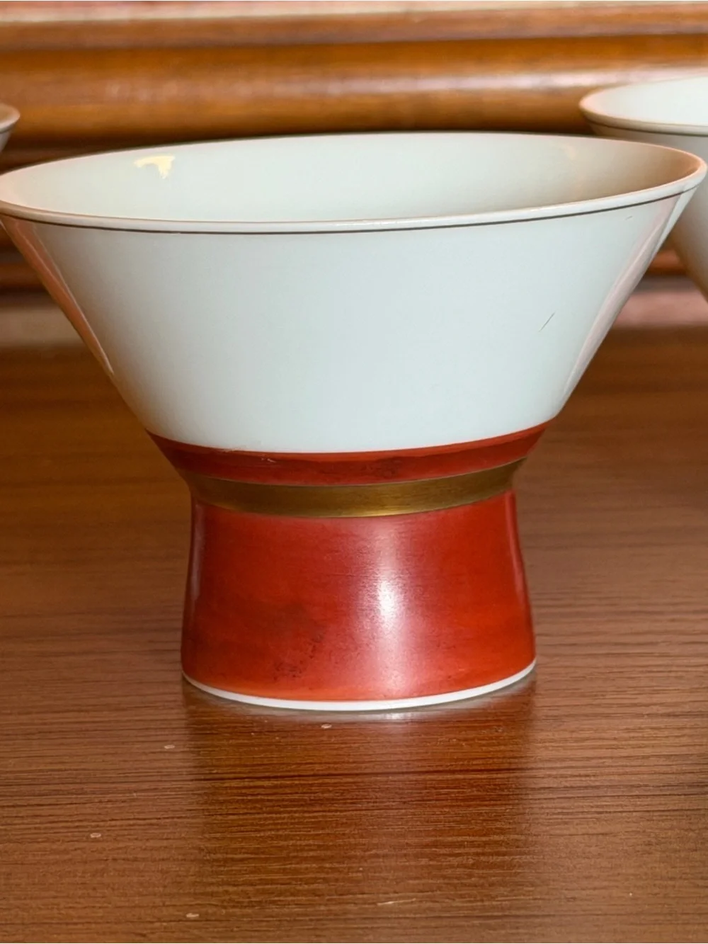 Tachikichi for Takashimaya Japanese Porcelain Sake Cups Pedestal Bowls Set of 3